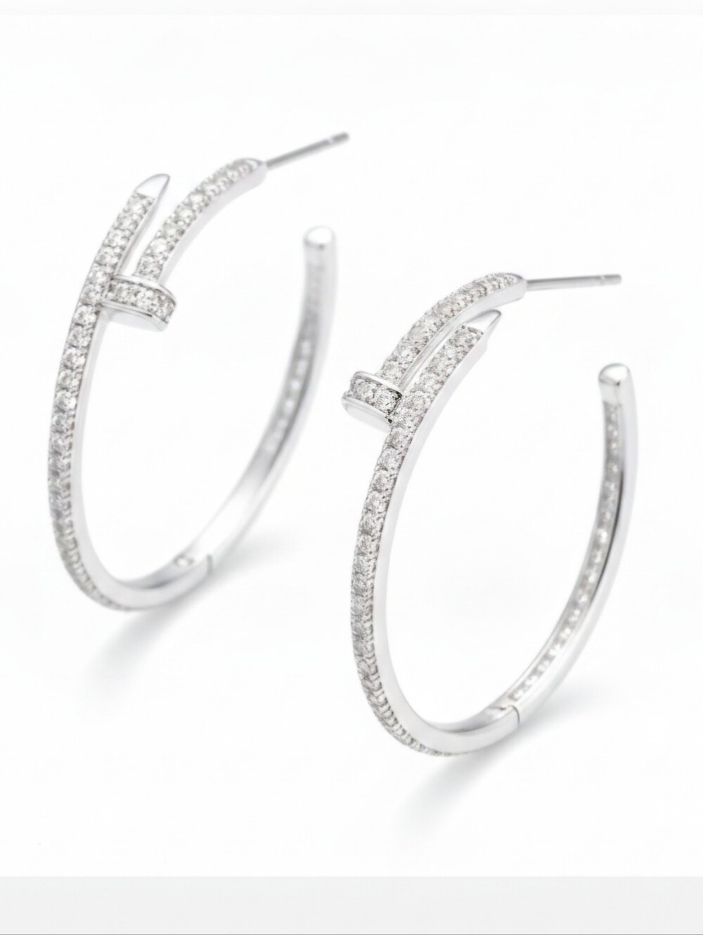 Nail CZ Earrings - Picture 2 of 6